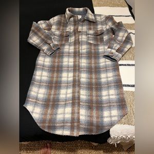 Joie blue plaid shacket shirt